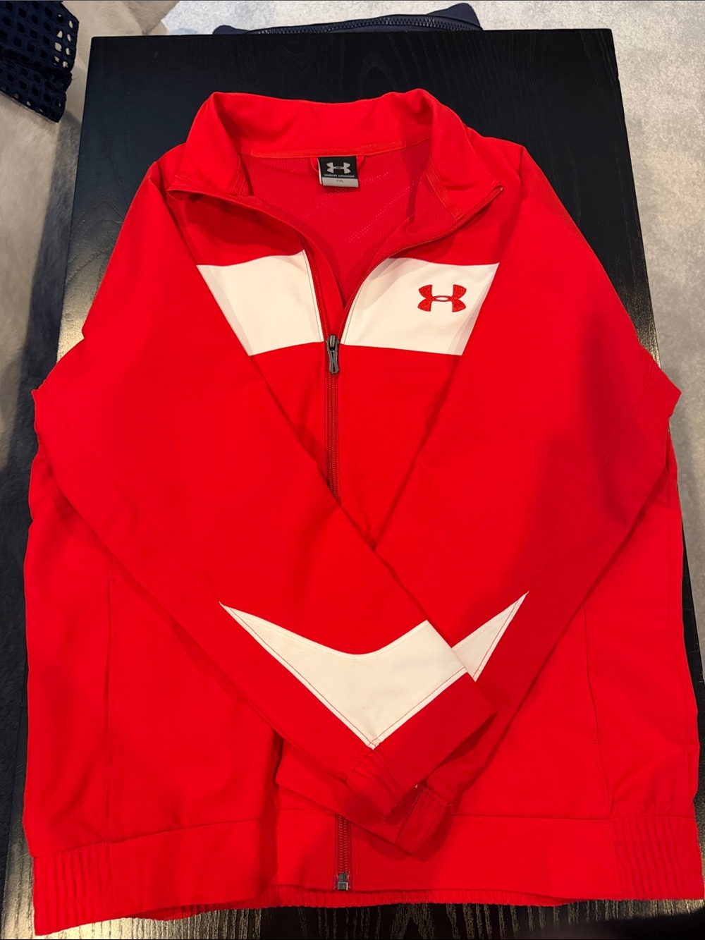 Under Armour Red Jacket with White Chevron Panels - Kids